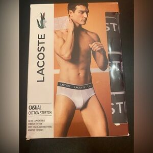 Lacoste 3 Pack Men’s Briefs Casual Cotton Stretch Black Size XXL 42-46